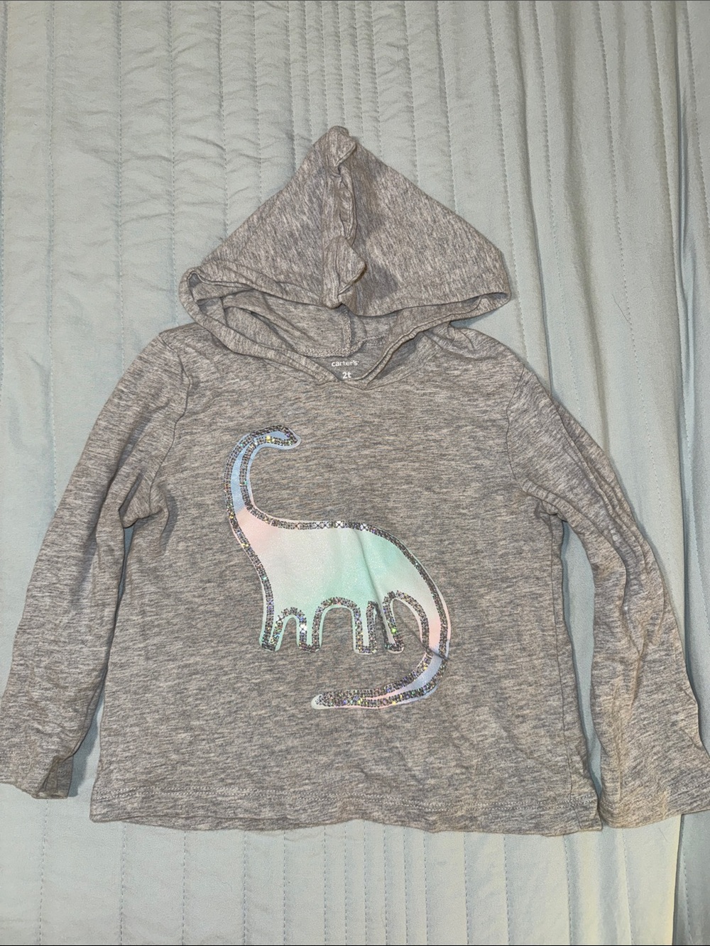 Lightweight Dinosaur Hoodie with Dino triangles on hood.